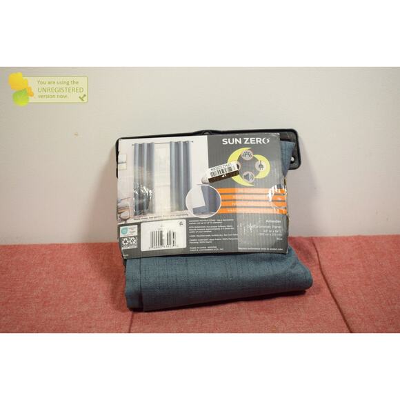 Sun Zero 40x84" Arlander Crosshatch Thermal Blackout Grommet Curtain Panel Blue* - Picture 6 of 8
